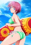  1girl ass bikini hinomoto_hikari mole polka_dot polka_dot_bikini polka_dot_swimsuit redhead shopyun short_hair surfboard swimsuit tokimeki_memorial tokimeki_memorial_2 violet_eyes 