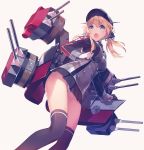  1girl blonde_hair gloves hat kantai_collection looking_away military military_uniform open_mouth panties pantyshot personification prinz_eugen_(kantai_collection) solo thigh-highs thighs tousaki_umiko twintails underwear uniform white_background 