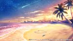  beach fantasy heart melonsoda_(shinryoku) night night_sky no_humans sand shooting_star sky star tree 