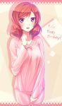  1girl clenched_hands fal happy_birthday highres looking_at_viewer love_live!_school_idol_project nishikino_maki no_legs pajamas redhead solo violet_eyes 