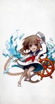  1girl braid brown_hair deemo full_body girl_(deemo) highres official_art sailor salute shorts smile solo twin_braids 