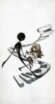  1girl brown_hair deemo deemo_(character) floating girl_(deemo) gloves highres holding_hands instrument piano 