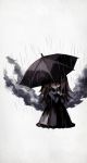  1girl black_skirt covering_face deemo girl_(deemo) highres official_art rain skirt solo umbrella 