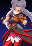  1girl earrings go!_princess_precure highres instrument jewelry konboi-eg long_hair looking_at_viewer pointy_ears precure red_eyes solo twilight_(go!_princess_precure) violin white_hair 