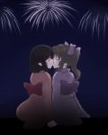  2girls fireworks gomi_(gomitin) himekaidou_hatate kiss multiple_girls shameimaru_aya touhou yuri 