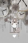  1girl deemo dress expressionless full_body gears girl_(deemo) highres kidato_(hamm235) looking_at_viewer no_mouth solo standing swing watch wreath 