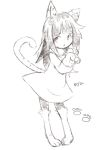  1girl :&lt; animal_costume animal_ears cat_costume cat_ears cat_tail deemo embarrassed full_body girl_(deemo) looking_away paw_pose sketch solo standing tail trutsmn 