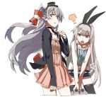  2girls :o amatsukaze_(kantai_collection) anchor_hair_ornament bag black_eyes black_legwear bow brown_eyes brown_hair camisole choker denim denim_shorts dress hair_bow hair_ornament hairband handbag jacket kantai_collection leaning_forward long_hair midriff mini_hat multiple_girls navel ningen_(ningen96) open_mouth parted_lips pink_dress shimakaze_(kantai_collection) short_shorts shorts silver_hair simple_background sketch sleeves_past_wrists small_breasts thigh-highs twintails two_side_up white_background 