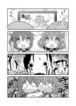  2girls 4koma comic gerotan ikazuchi_(kantai_collection) inazuma_(kantai_collection) kantai_collection monochrome multiple_girls translation_request 