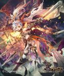  1girl gauntlets khanshin orange_eyes shingeki_no_bahamut sword twintails weapon white_hair wings 
