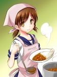  apron brown_hair curry curry_rice food kantai_collection shirayuki_(kantai_collection) tagme 