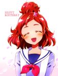  birthday closed_eyes go!_princess_precure happy haruno_haruka odango precure red_hair seifuku short_hair 