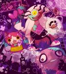  broken_heart cat character_request fangs ghost heart jibanyan multiple_tails notched_ear open_mouth purple_lips skull_and_crossbones syringe tail twintails two_tails umi_(srtm07) whisper_(youkai_watch) youkai youkai_watch 