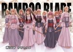  azuma_satori bamboo_blade blonde_hair brown_hair chiba_kirino hakama highres igarashi_aguri ishizuka_touko japanese_clothes kawazoe_tamaki kuwahara_sayako long_hair miyazaki_miyako multiple_girls nakamura_miruka official_art sakaki_ura shinai sueno_shouko sword toda_ryouko weapon yamada_umeko 