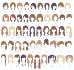  6+girls bangs black_hair blonde_hair blunt_bangs braid brown_hair chimachi flower hair hair_flower hair_ornament highres long_hair multiple_girls original parted_bangs revision short_hair short_twintails twin_braids twintails 