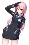  1girl closers formal gloves hayate_no_gotoku! katsura_hinagiku long_hair pink_hair salute slit_pupils suit uniform yellow_eyes zabioz 