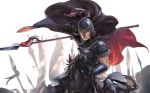  armor arslan_senki cape daryoon esterhazy helmet horse male_focus polearm spear weapon 