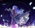 1girl blue_hair cape caster ears fate/stay_night fate_(series) km_(kyoma0) long_hair petals pointy_ears solo 