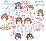  6+girls bifidus commentary_request directional_arrow fubuki_(kantai_collection) haruna_(kantai_collection) hyuuga_(kantai_collection) ise_(kantai_collection) kantai_collection multiple_girls musashi_(kantai_collection) mutsu_(kantai_collection) nagato_(kantai_collection) simple_background ta-class_battleship tenryuu_(kantai_collection) translation_request yamato_(kantai_collection) 