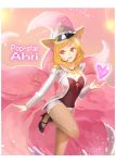  aa2233a ahri alternate_costume alternate_hair_color animal_ears blonde_hair cat_ears character_name fangs hat heart high_heels jewelry league_of_legends necklace star tagme tail yellow_eyes 