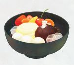  anmitsu_(dessert) ayu_(mog) bowl food no_humans original polar_bear simple_background sitting solo 