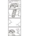  1girl 4koma :3 bkub comic flying highres monochrome payot poptepipic popuko solo two_side_up 