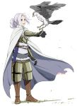  1boy absurdres armor arslan arslan_senki bird blue_eyes cape highres kaisen long_hair official_style white_hair 