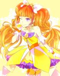  amanogawa_kirara cure_twinkle dress gloves go!_princess_precure long_hair magical_girl orange_hair purple_eyes ribbon smile twintails wink 