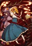  alice_margatroid bad_id blonde_hair blue_eyes book fire fuurin_(omaemona) hairband hat long_hair magic_circle multiple_girls patchouli_knowledge purple_eyes purple_hair short_hair string touhou violet_eyes 