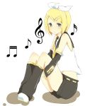  1girl full_body kagamine_rin mono_(recall) musical_note short_hair simple_background solo vocaloid white 
