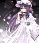  artist_request book dress hat igakami long_hair patchouli_knowledge purple_eyes purple_hair ribbon solo touhou very_long_hair violet_eyes 