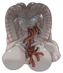  alien blue_eyes creepy fangs large_breasts open_chest petaro sea_angel tentacles 