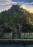  gate highres k_kanehira landscape road scenery sky torii tree 