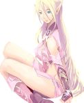  blonde_hair blue_eyes boots bot elf highres lineage long_hair pink_hair pointy_ears sketch solo 