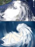  artifacts blue_background blue_eyes bow cloud clouds google google_maps highres personification personified_map solo storm typhoon white white_hair white_skin yua 