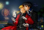  alphonse_elric black_hair blonde_hair fireworks fullmetal_alchemist hagane_no_renkijutsuji olinca roy_mustang two_males yaoi 