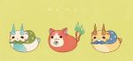  :&lt; :3 cat furoshiki green_background kanacho koma-san komajirou multiple_tails no_humans notched_ear objectification simple_background tail two_tails youkai youkai_watch 