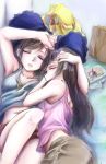  2girls black_hair closed_eyes jason_(kaiten_kussaku_kikou) long_hair multiple_girls original sleeping yuri 