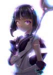  1girl bishoujo_senshi_sailor_moon black_hair choker kaminary sailor_saturn short_hair sketch solo tomoe_hotaru violet_eyes 