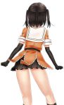  1girl brown_hair gloves highres kantai_collection kirito_(tundereyuina) miniskirt panties school_uniform sendai_(kantai_collection) serafuku short_hair skirt two_side_up underwear uniform 