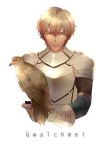  1boy armor bird blonde_hair eagle fate/extra fate_(series) gawain_(fate/extra) green_eyes heru_(goldprin) highres solo 