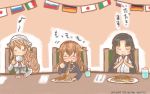  3girls eating kantai_collection littorio_(kantai_collection) mochizuki_(kantai_collection) multiple_girls shouhou_(kantai_collection) spaghetti taisa_(kari) 