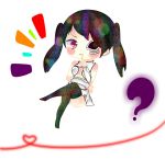  /\/\/\ 1girl ? arrancar artist_request black_hair black_legwear bleach character_request chibi commentary_request crossed_legs highres pink_eyes solo twintails 