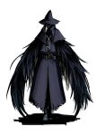  1girl bloodborne boots cape capelet eileen_the_crow feathers full_body hat mask murai_shinobu plague_doctor simple_background solo strap white_background 