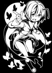  1girl antennae butterfly cape highres mikan_(bananoha) monochrome open_mouth short_hair solo touhou wriggle_nightbug 