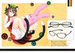  1girl animal_ears bespectacled bloomers brown_hair cat_ears cat_tail chen glasses hat jewelry looking_at_viewer multiple_tails nabeshima_tetsuhiro open_mouth red_eyes short_hair single_earring solo tail touhou underwear 