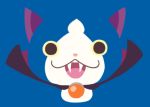  blue_background cape cat chuno face fangs flat_color gabunyan looking_at_viewer no_humans open_mouth simple_background solo vampire youkai youkai_watch 