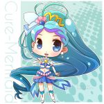 ahoge blue_eyes blue_hair blush chibi cure_mermaid go!_princess_precure kaidou_minami long_hair magical_girl 