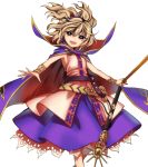  1girl armband belt blonde_hair brown_eyes cape earmuffs harukawa_moe holding looking_at_viewer official_art open_mouth ritual_baton shirt short_hair skirt sleeveless solo touhou toyosatomimi_no_miko urban_legend_in_limbo 