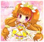 amanogawa_kirara blush chibi cure_twinkle gloves go!_princess_precure long_hair magical_girl orange_hair purple_eyes ribbon smile twintails 